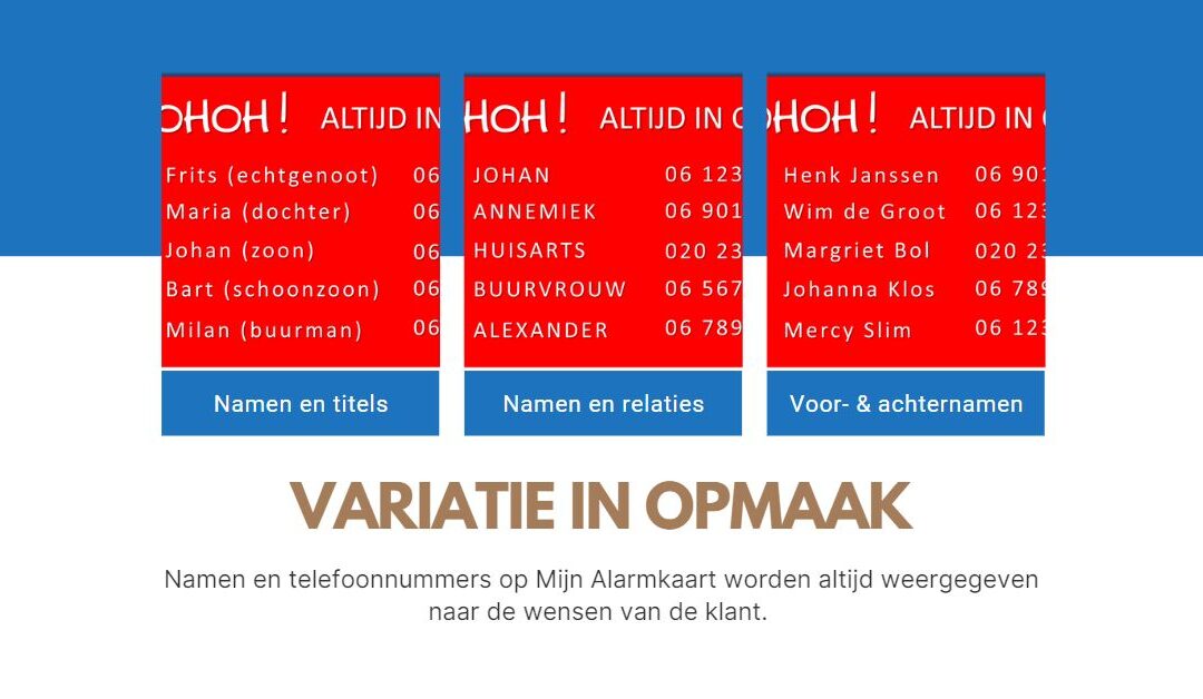 Alarmkaart is gevarieerd in opmaak